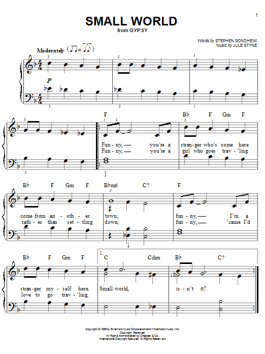 Stephen Sondheim Small World sheet music notes and chords. Download Printable PDF.