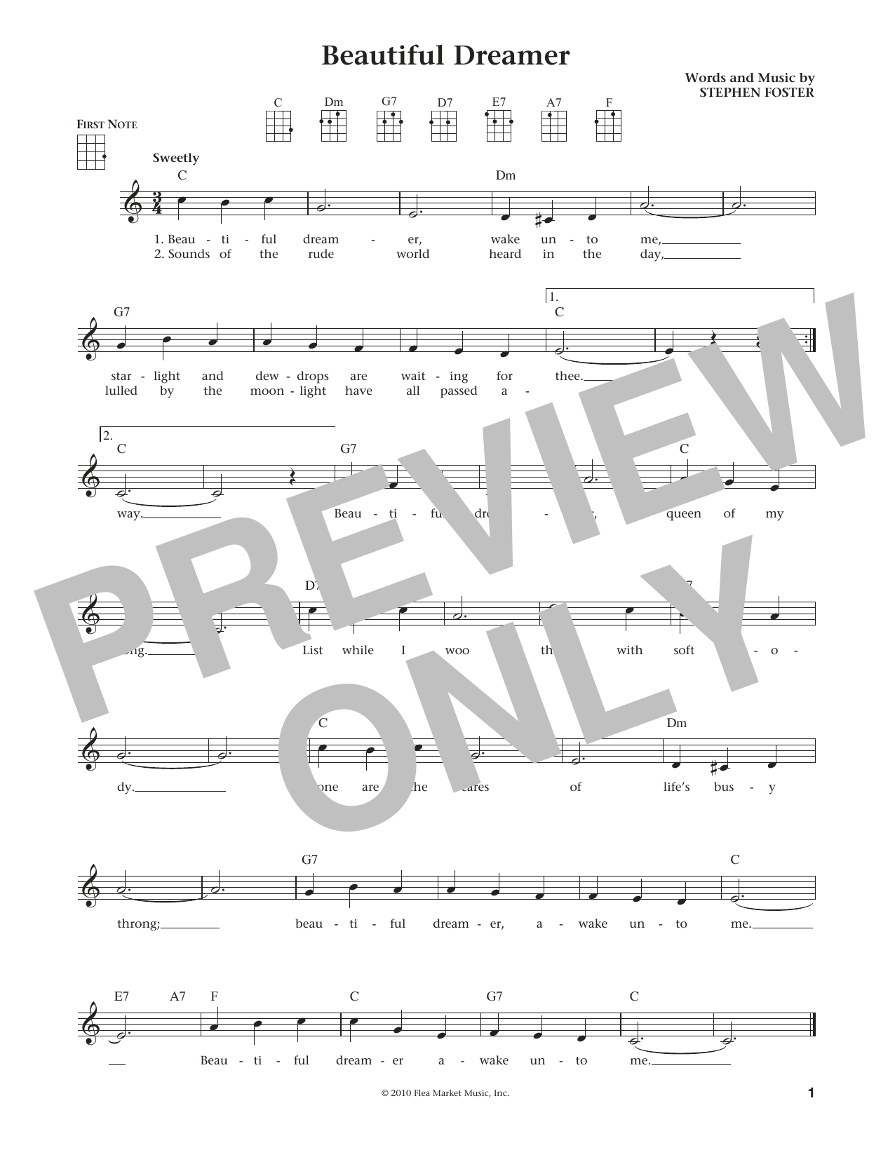 Stephen C Foster Beautiful Dreamer From The Daily Ukulele Arr Liz And Jim Beloff Sheet Music Pdf Notes Chords Christmas Score Ukulele Download Printable Sku 184264