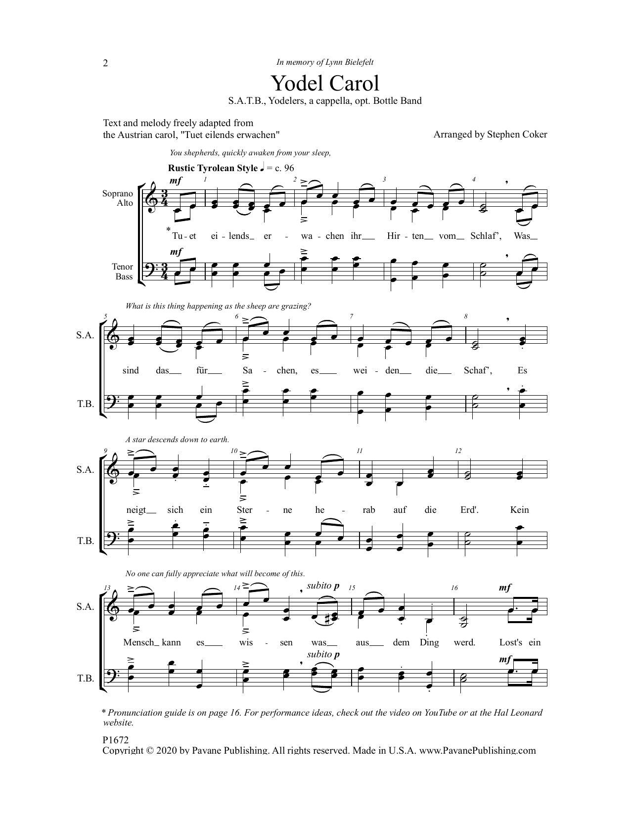 Stephen Coker Yodel Carol sheet music notes and chords. Download Printable PDF.