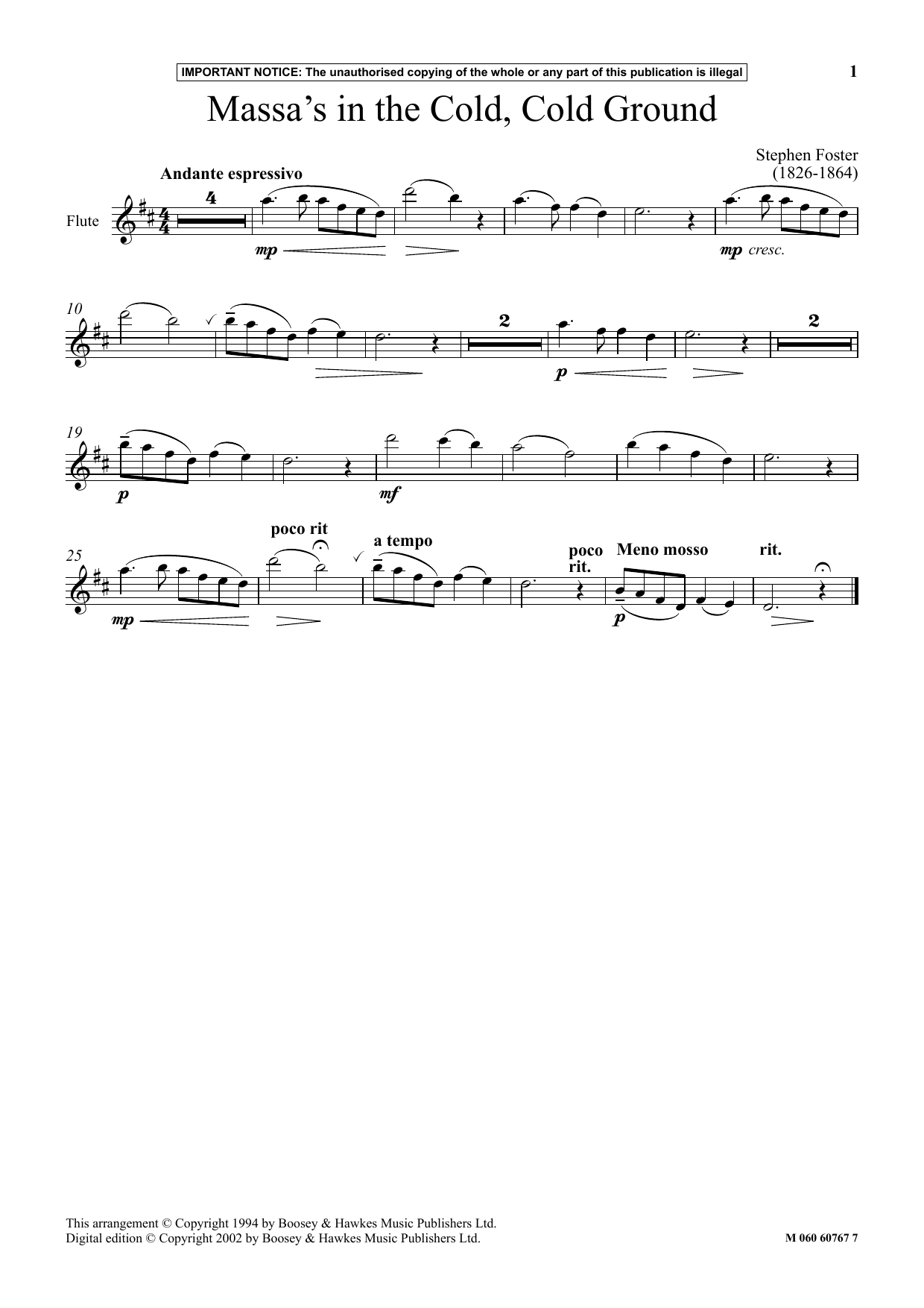 Learn to play Stephen Foster Massa's In The Cold, Cold Ground sheet music for Instrumental Solo in minutes. Price: 5.9900$ Stephen Foster Massa's In The Cold, Cold Ground sheet music notes and chords arranged for Instrumental Solo