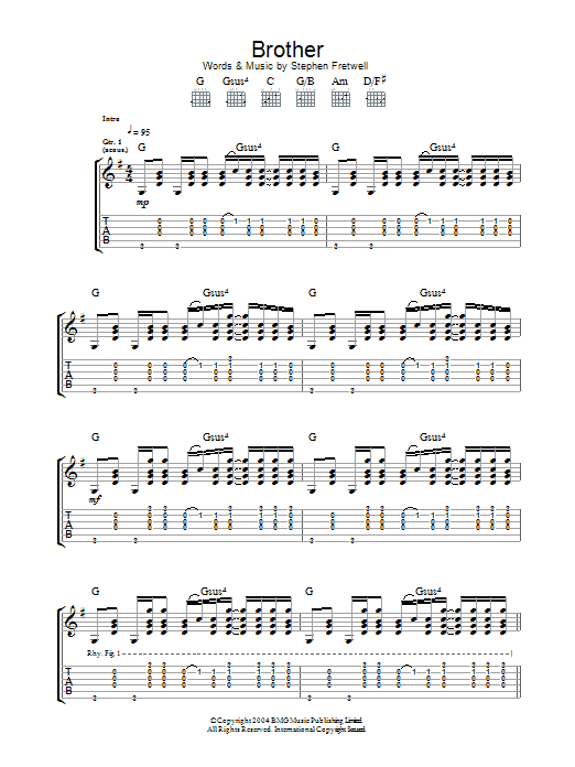 Stephen Fretwell Brother sheet music notes and chords. Download Printable PDF.