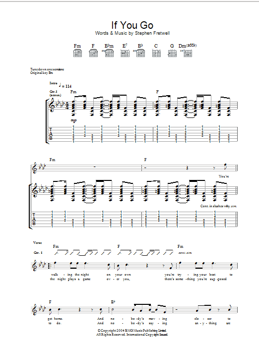 Stephen Fretwell If You Go sheet music notes and chords. Download Printable PDF.