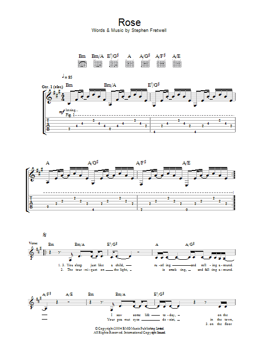 Stephen Fretwell Rose sheet music notes and chords. Download Printable PDF.