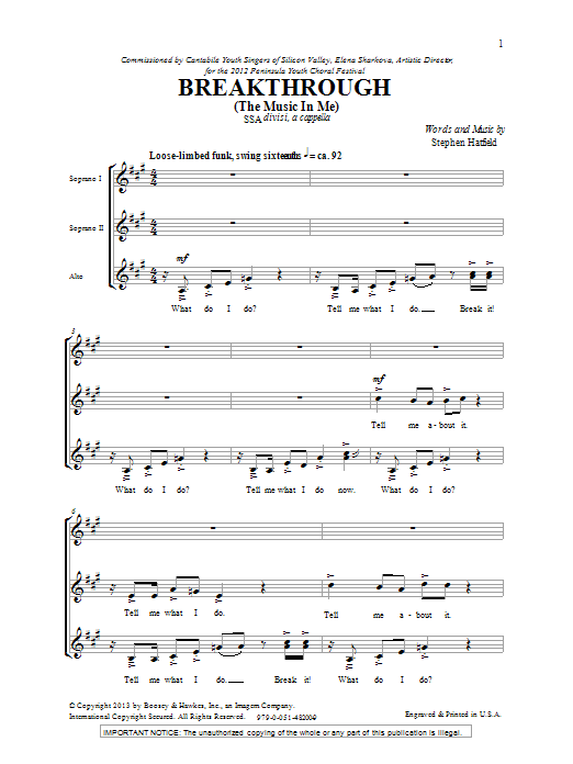 Stephen Hatfield Breakthrough sheet music notes and chords. Download Printable PDF.