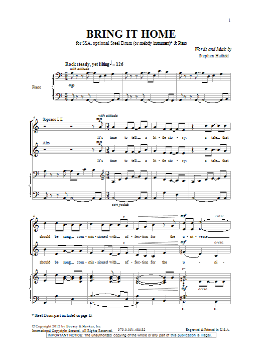 Stephen Hatfield Bring It Home sheet music notes and chords. Download Printable PDF.