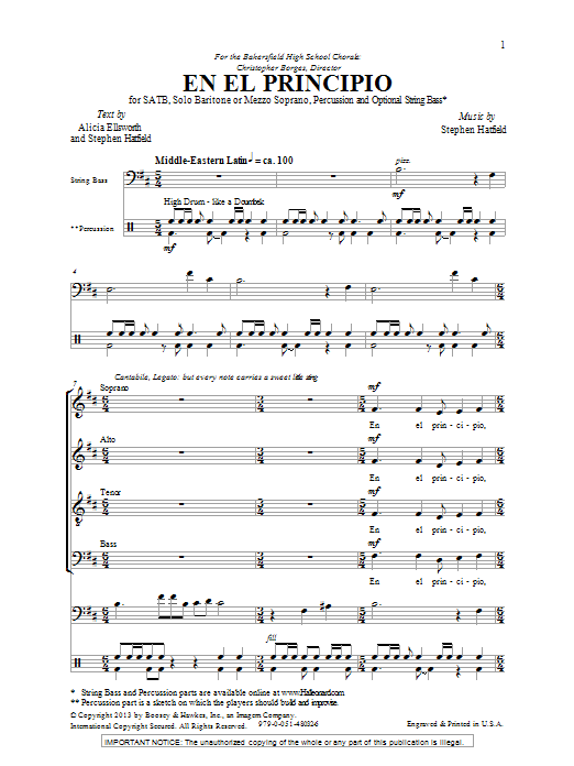 Stephen Hatfield En El Principio sheet music notes and chords. Download Printable PDF.