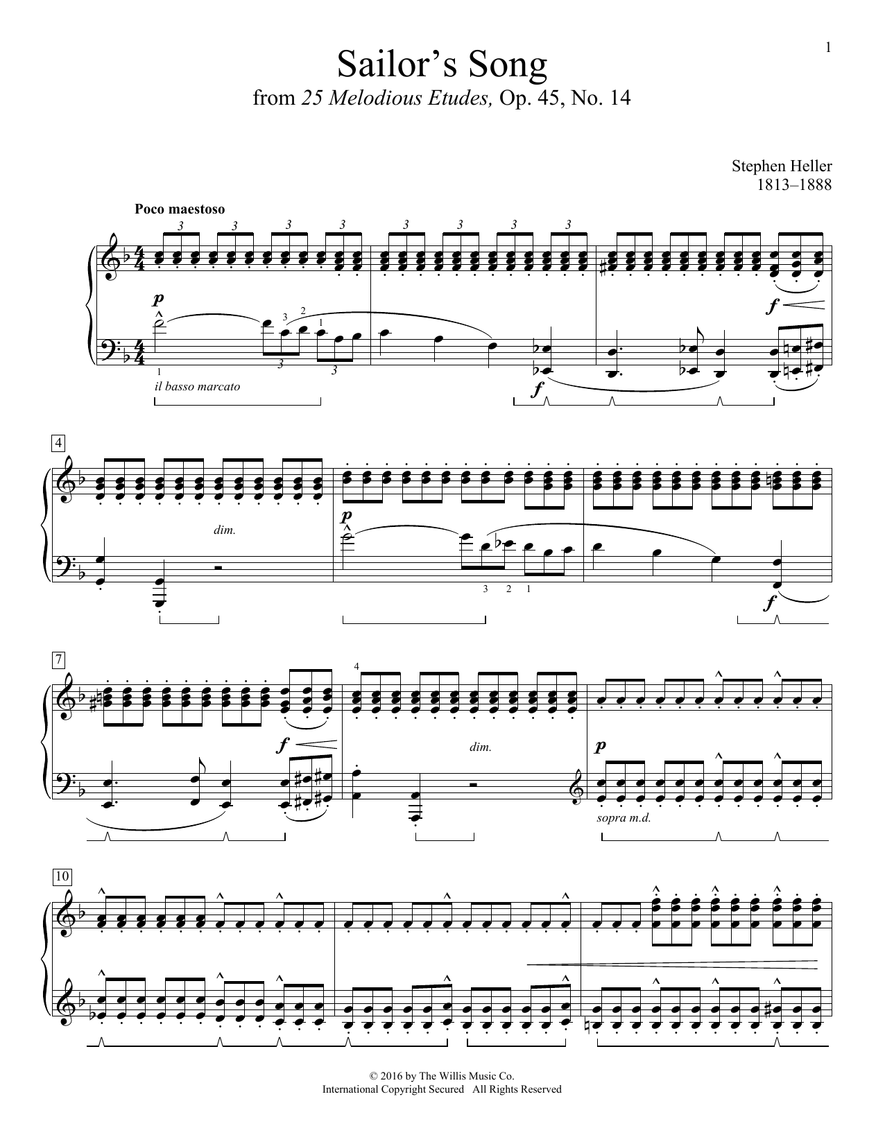 Learn to play Stephen Heller Sailor's Song sheet music for Educational Piano in minutes. Stephen Heller Sailor's Song sheet music notes and chords. Download Printable PDF.