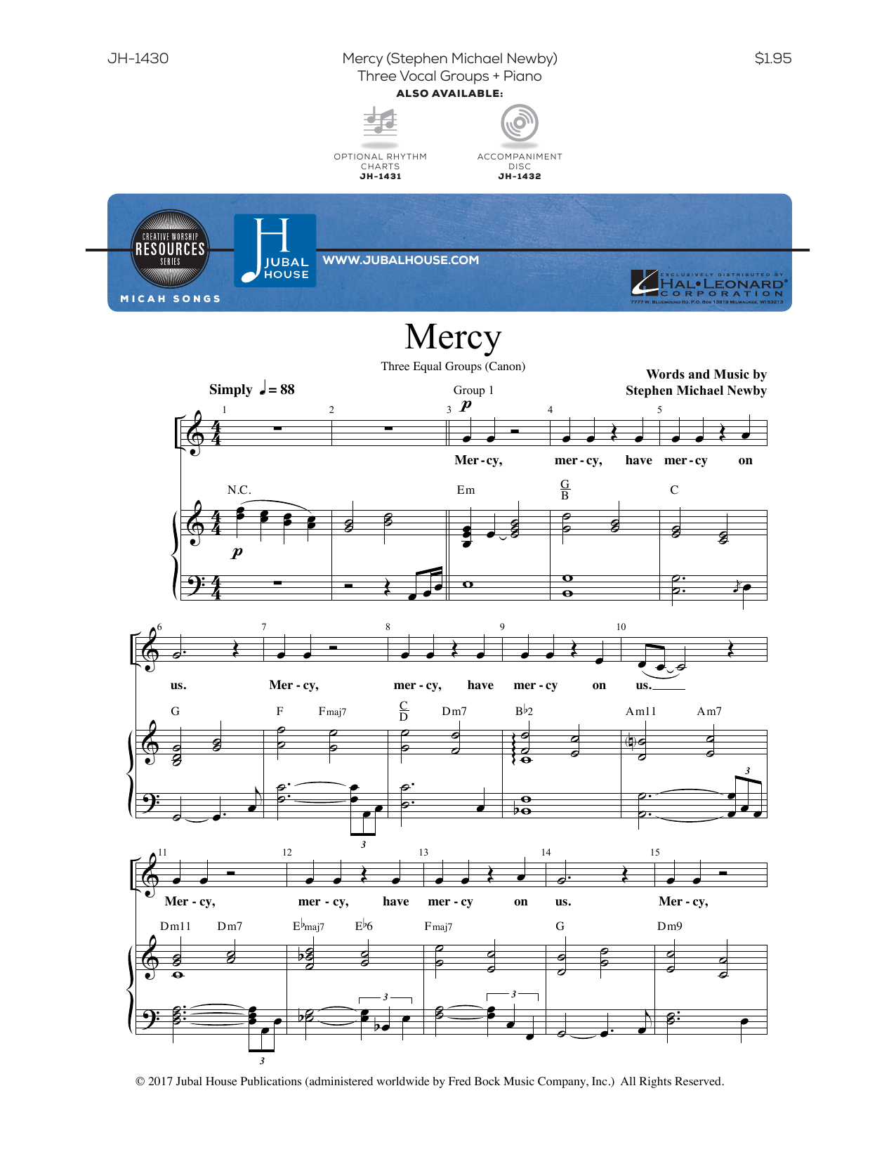 Stephen Michael Newby Mercy sheet music notes and chords. Download Printable PDF.