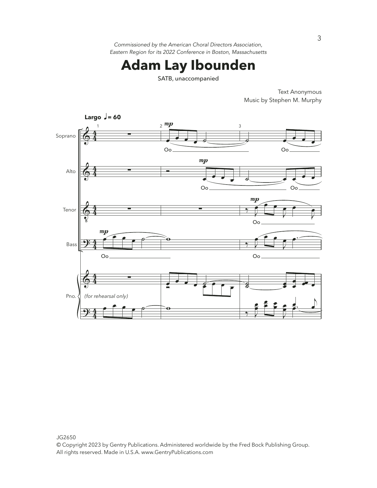 Stephen Murphy Adam Lay Ibounden sheet music notes and chords. Download Printable PDF.