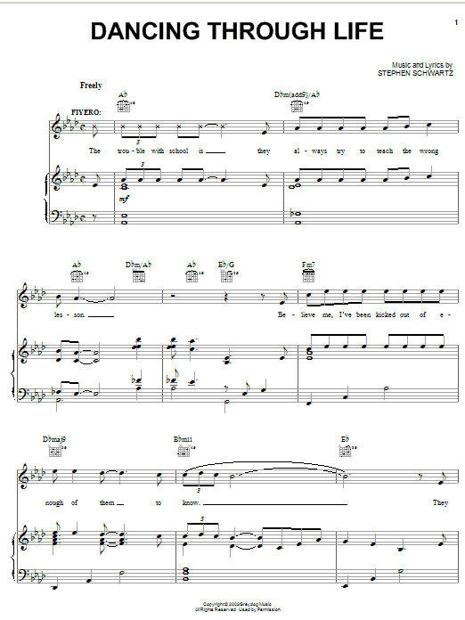 Learn to play Stephen Schwartz Dancing Through Life (from Wicked) sheet music for Piano Solo in minutes. Stephen Schwartz Dancing Through Life (from Wicked) sheet music notes and chords. Download Printable PDF.