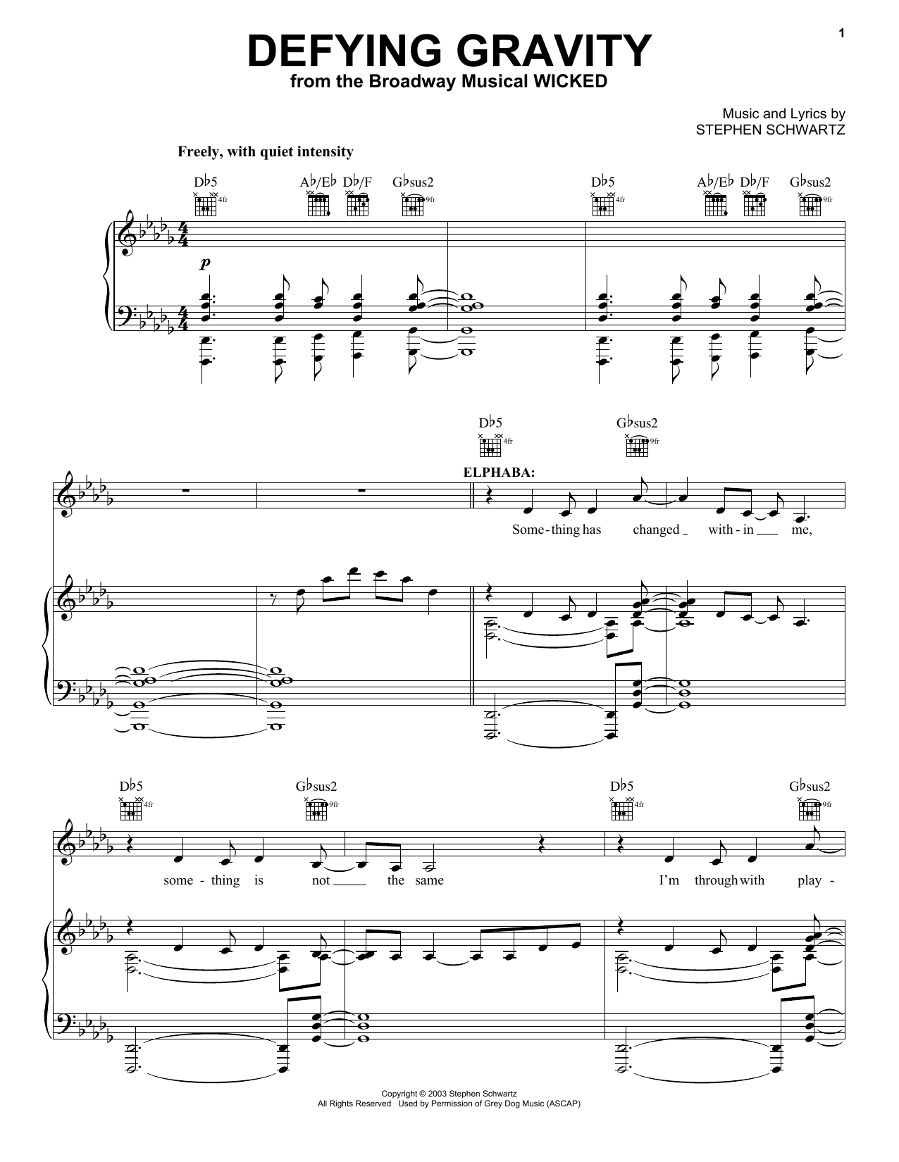 Stephen Schwartz Defying Gravity (from Wicked) sheet music notes and chords. Download Printable PDF.