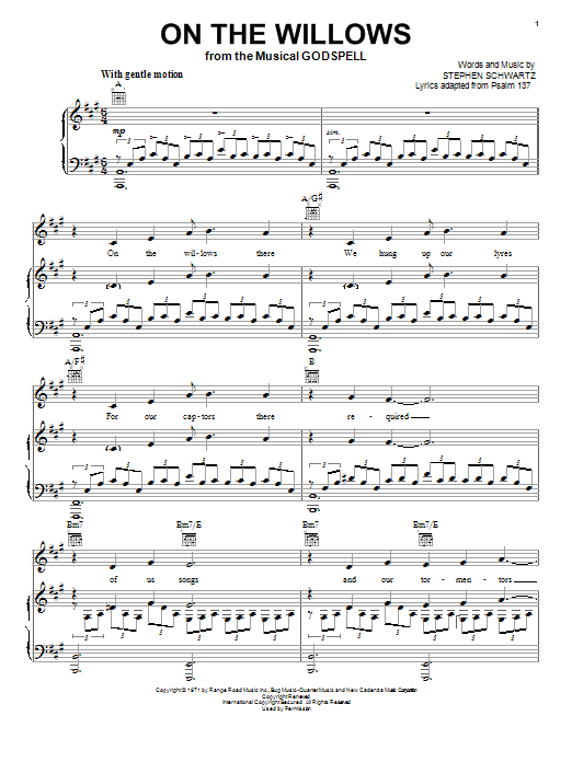 Stephen Schwartz On The Willows sheet music notes and chords. Download Printable PDF.