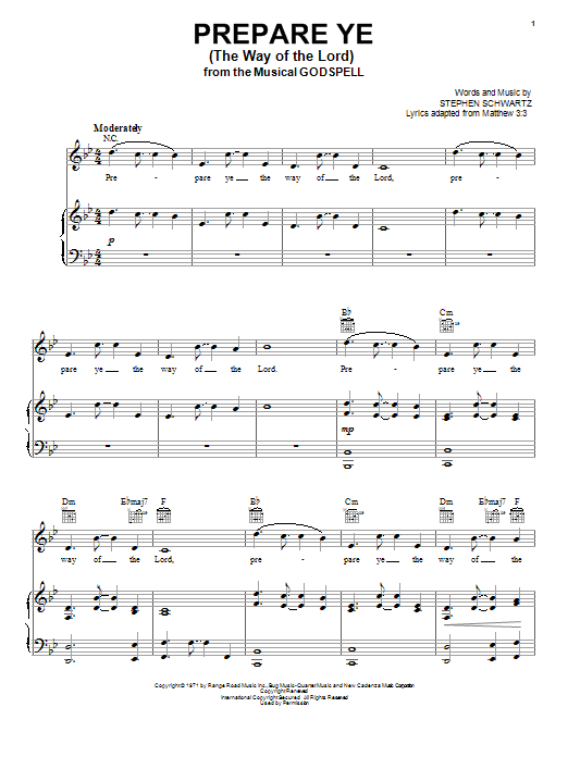 Learn to play Stephen Schwartz Prepare Ye (The Way Of The Lord) sheet music for Easy Piano in minutes. Stephen Schwartz Prepare Ye (The Way Of The Lord) sheet music notes and chords