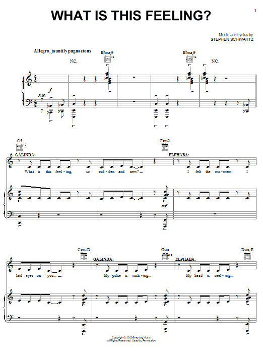 Stephen Schwartz What Is This Feeling? (from Wicked) sheet music notes and chords. Download Printable PDF.