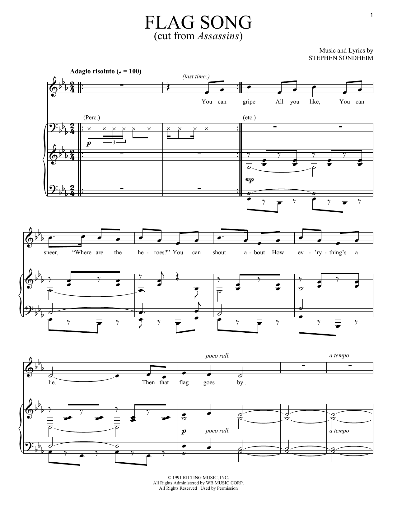 Stephen Sondheim Flag Song sheet music notes and chords. Download Printable PDF.