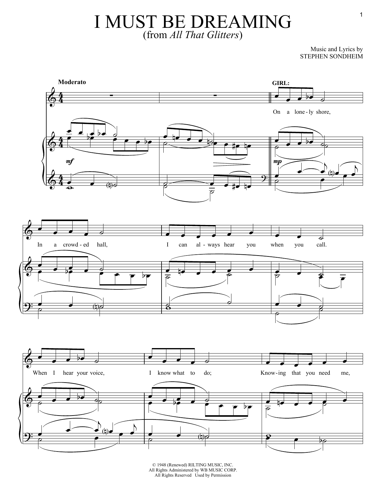 Learn to play Stephen Sondheim I Must Be Dreaming sheet music for Piano & Vocal in minutes. Stephen Sondheim I Must Be Dreaming sheet music notes and chords. Download Printable PDF.