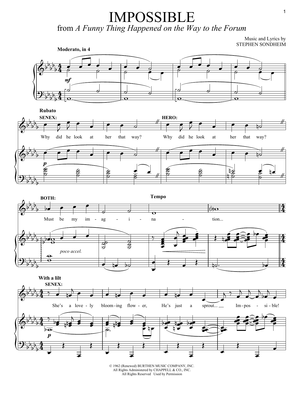 Stephen Sondheim Impossible sheet music notes and chords. Download Printable PDF.