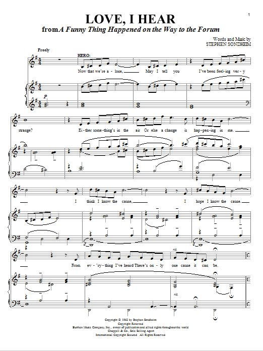 Stephen Sondheim Love, I Hear sheet music notes and chords. Download Printable PDF.