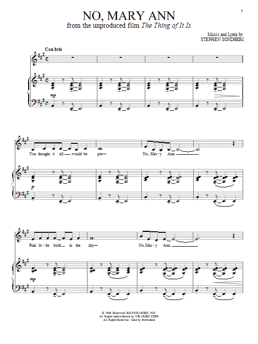 Stephen Sondheim No, Mary Ann sheet music notes and chords. Download Printable PDF.