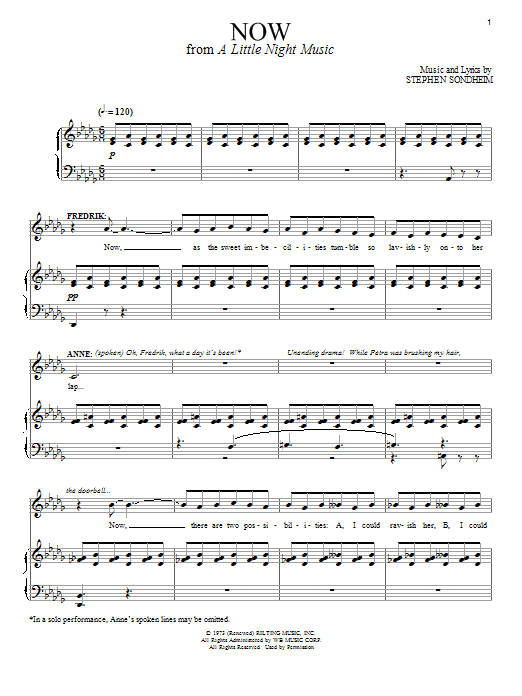 Stephen Sondheim Now sheet music notes and chords. Download Printable PDF.