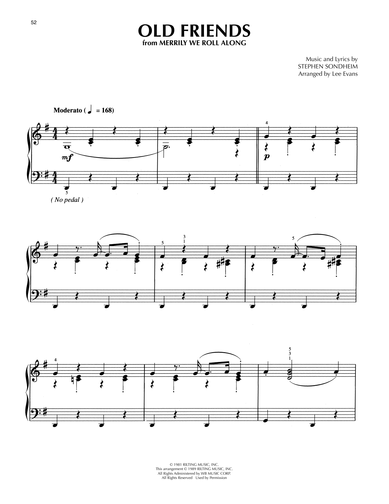 Learn to play Stephen Sondheim Old Friends (from Merrily We Roll Along) (arr. Lee Evans) sheet music for Piano Solo in minutes. Price: 7.8900$ Stephen Sondheim Old Friends (from Merrily We Roll Along) (arr. Lee Evans) sheet music notes and chords arranged for Piano Solo