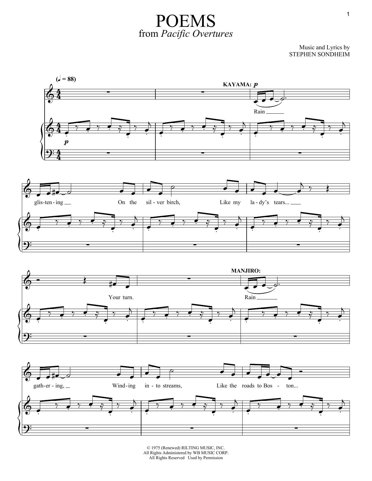 Stephen Sondheim Poems sheet music notes and chords. Download Printable PDF.