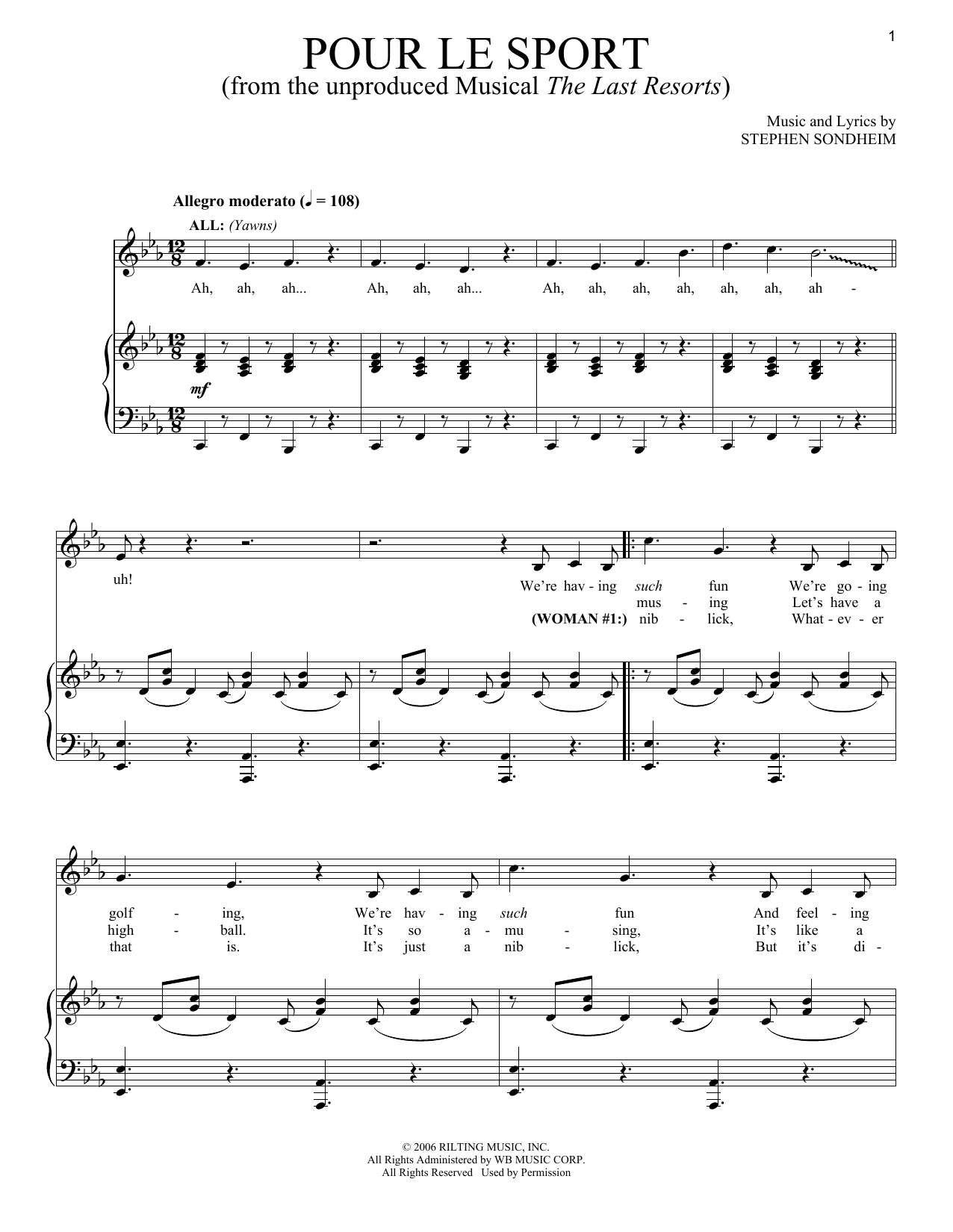 Learn to play Stephen Sondheim Pour Le Sport sheet music for Piano & Vocal in minutes. Stephen Sondheim Pour Le Sport sheet music notes and chords