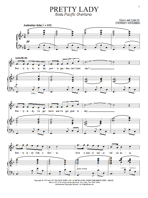 Stephen Sondheim Pretty Lady sheet music notes and chords. Download Printable PDF.