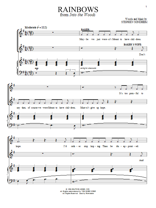 Stephen Sondheim Rainbows sheet music notes and chords. Download Printable PDF.