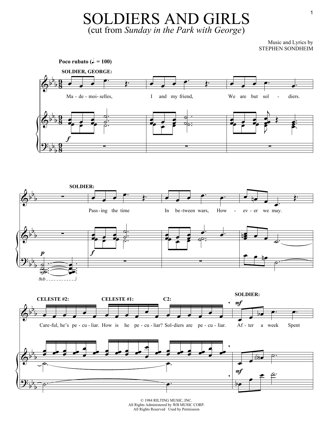 Stephen Sondheim Soldiers And Girls sheet music notes and chords. Download Printable PDF.