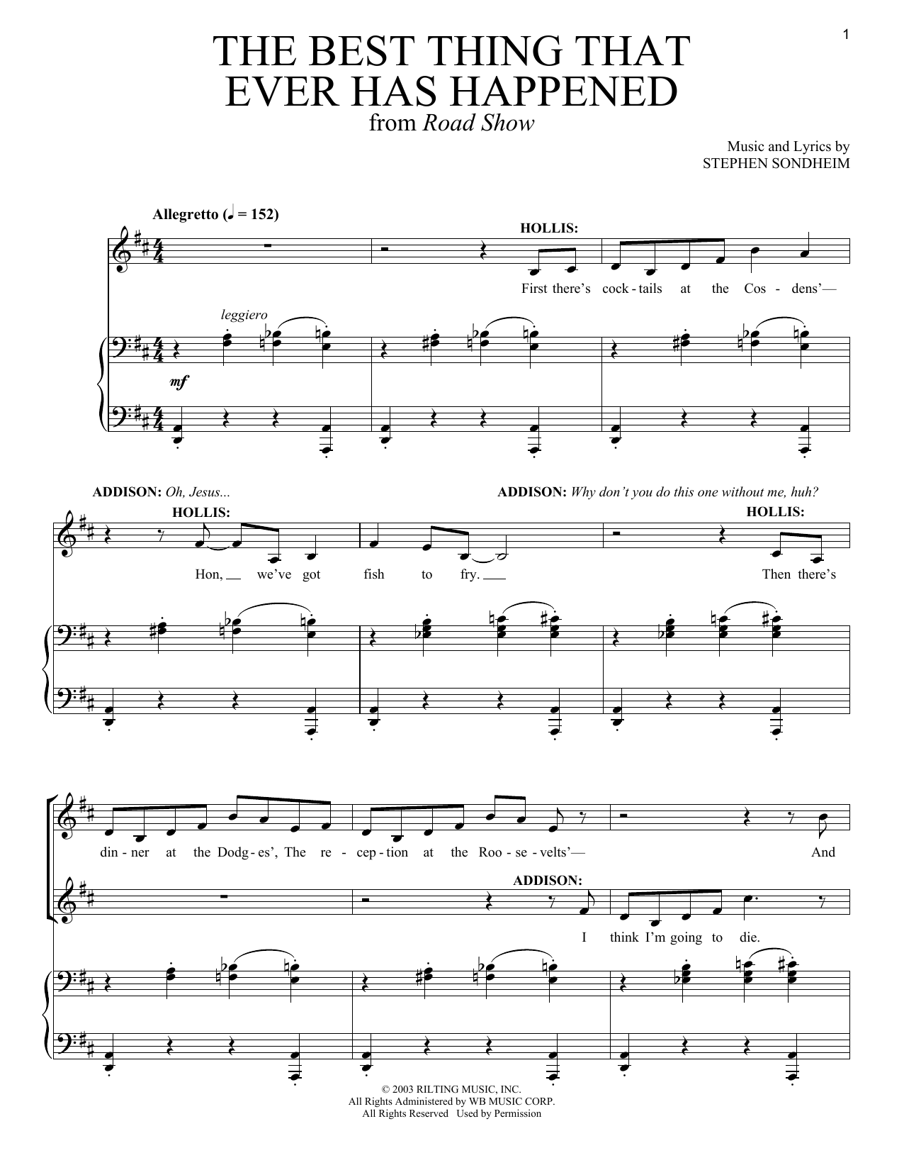 Learn to play Stephen Sondheim The Best Thing That Ever Has Happened sheet music for Piano & Vocal in minutes. Stephen Sondheim The Best Thing That Ever Has Happened sheet music notes and chords