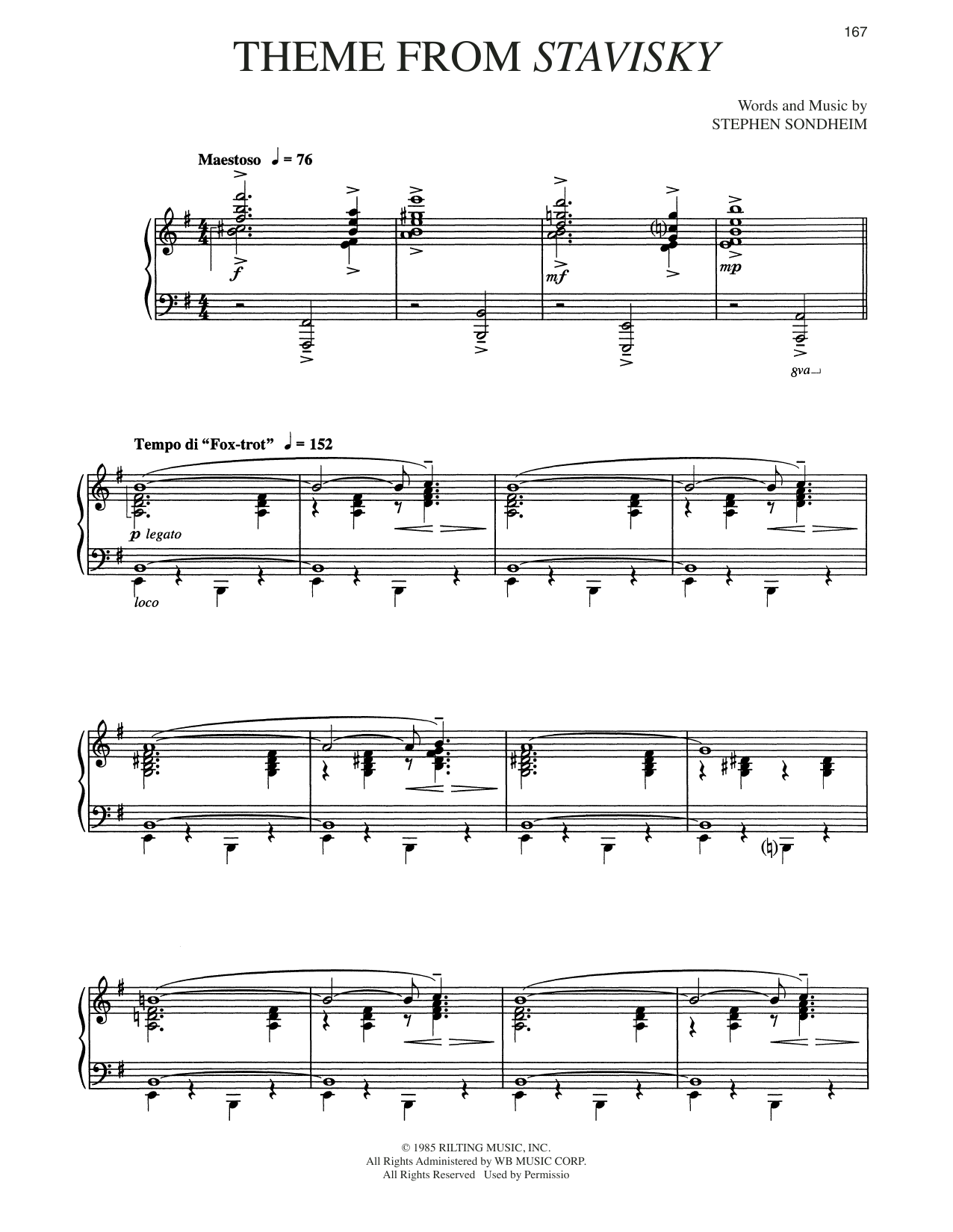 Stephen Sondheim Theme From Stavisky sheet music notes and chords. Download Printable PDF.