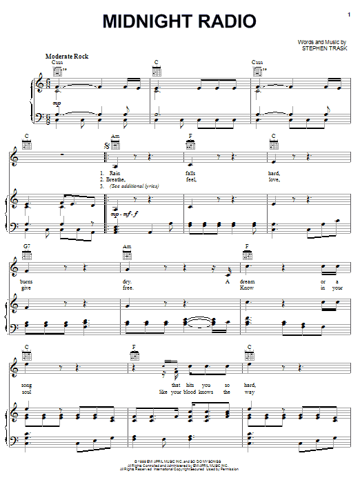 Stephen Trask Midnight Radio sheet music notes and chords. Download Printable PDF.