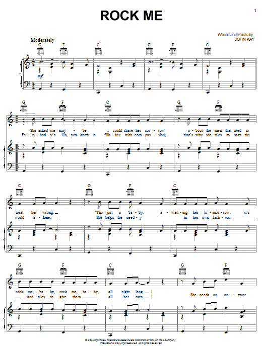 Steppenwolf Rock Me sheet music notes and chords. Download Printable PDF.