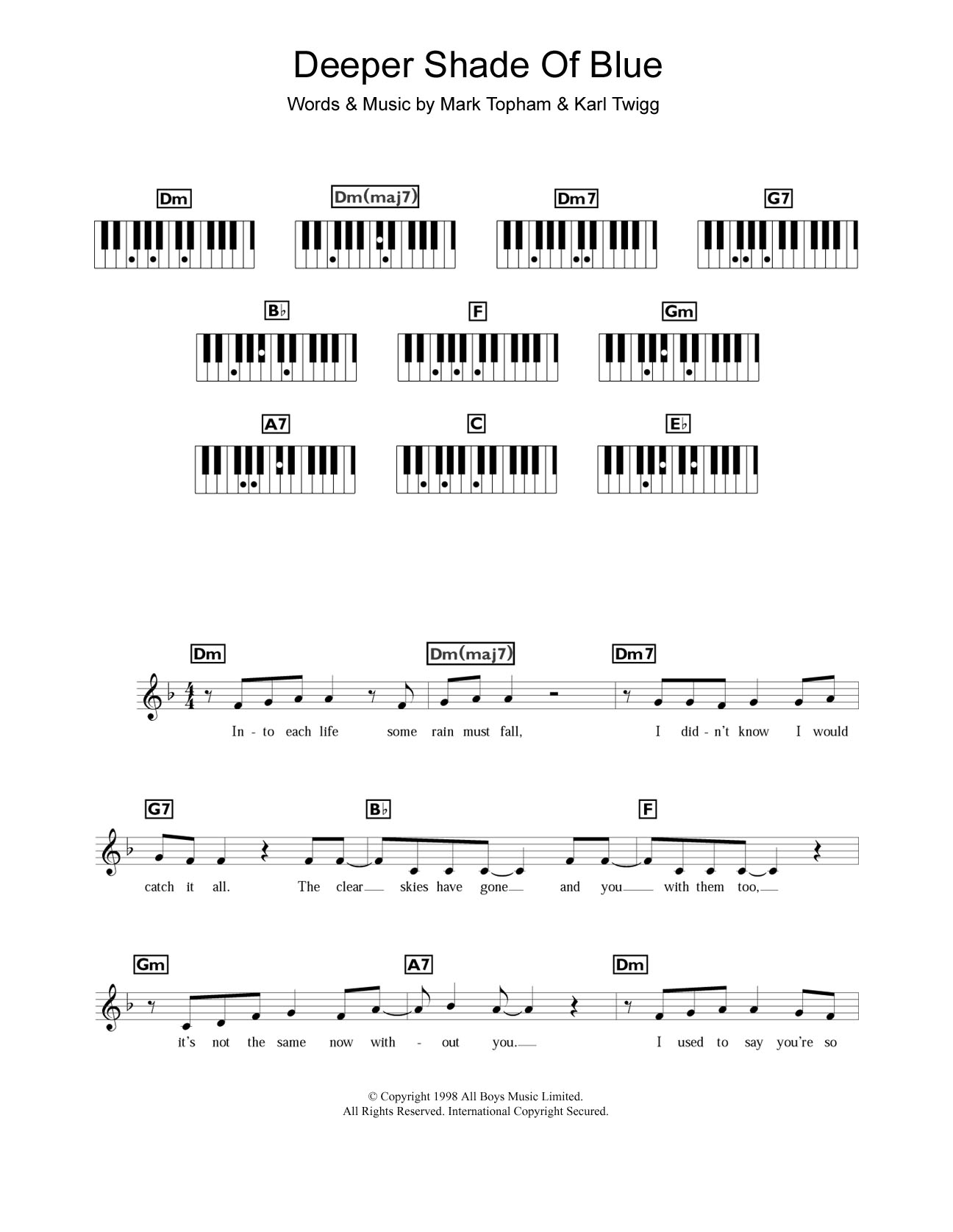 Steps Deeper Shade Of Blue sheet music notes and chords. Download Printable PDF.