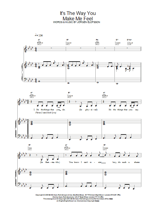 Steps It's The Way You Make Me Feel sheet music notes and chords. Download Printable PDF.