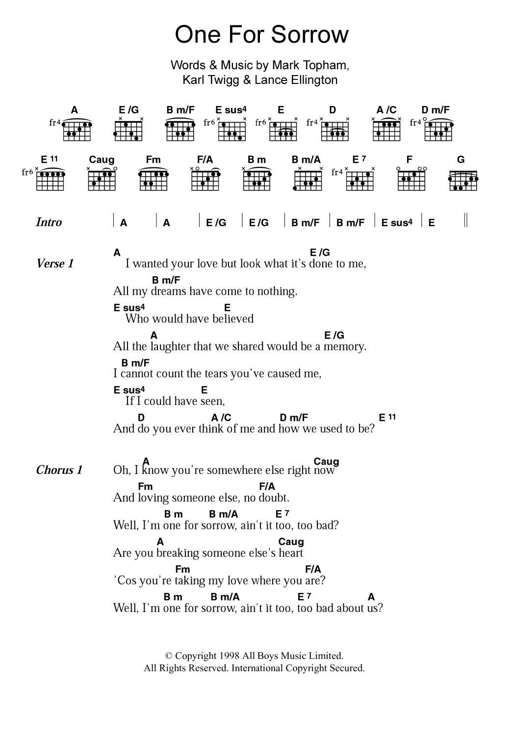 Learn to play Steps One For Sorrow sheet music for Piano, Vocal & Guitar (Right-Hand Melody) in minutes. Steps One For Sorrow sheet music notes and chords
