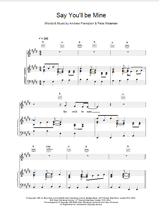 Steps Say Youll Be Mine sheet music notes and chords. Download Printable PDF.