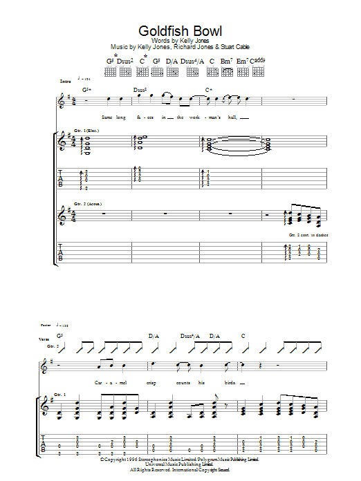 Stereophonics Goldfish Bowl sheet music notes and chords. Download Printable PDF.