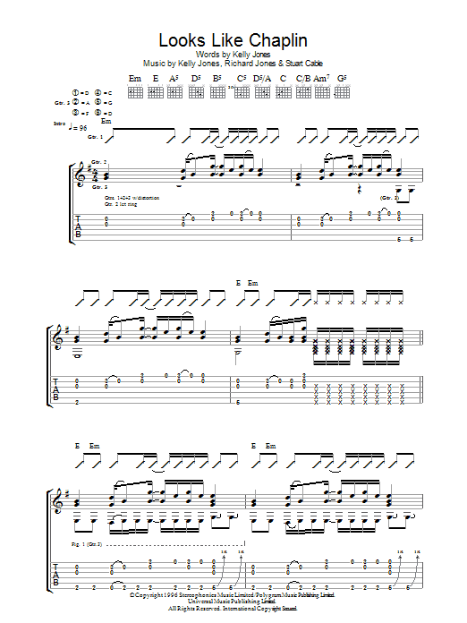 Stereophonics Looks Like Chaplin sheet music notes and chords. Download Printable PDF.