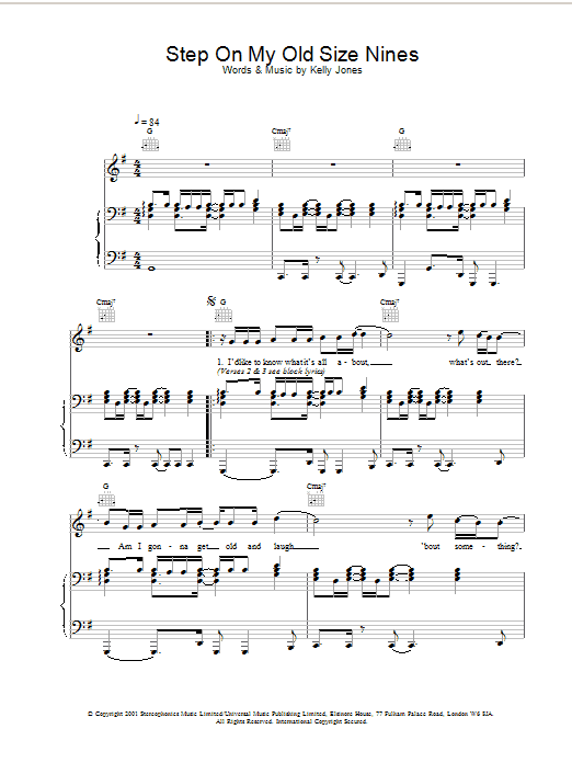 Learn to play Stereophonics Step On My Old Size Nines sheet music for Guitar Tab in minutes. Stereophonics Step On My Old Size Nines sheet music notes and chords. Download Printable PDF.