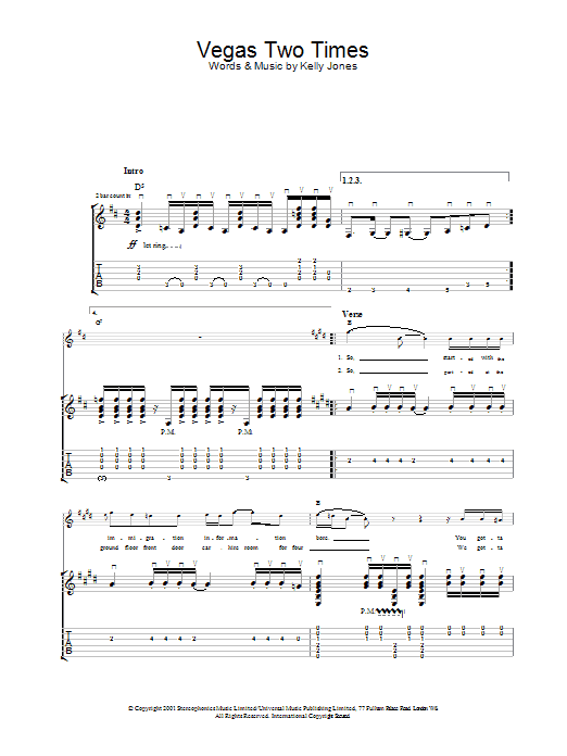 Stereophonics Vegas Two Times sheet music notes and chords. Download Printable PDF.
