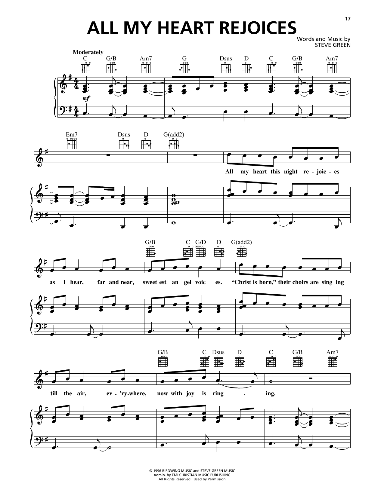 Steve Green All My Heart Rejoices sheet music notes and chords. Download Printable PDF.