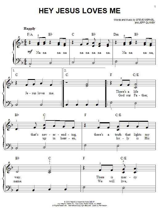 Steve Merkel Hey Jesus Loves Me sheet music notes and chords arranged for Easy Piano