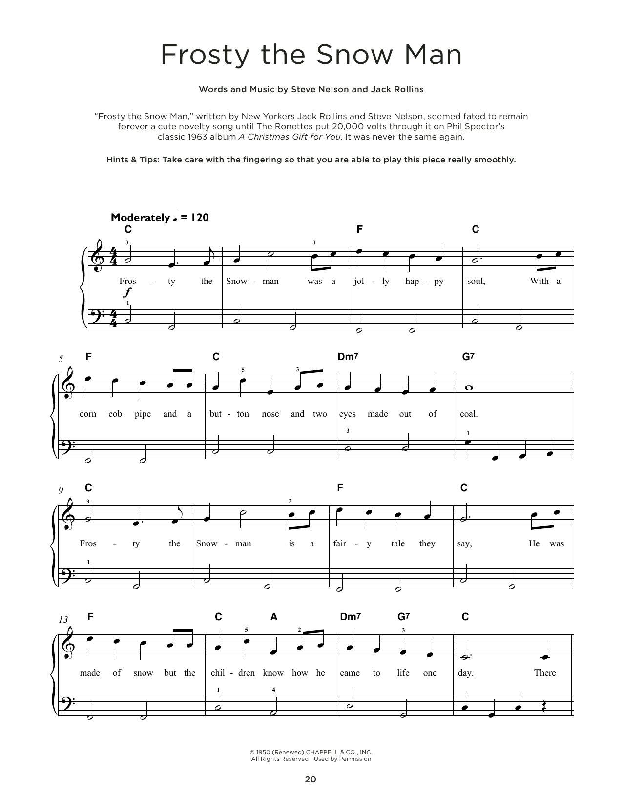 Steve Nelson Frosty The Snow Man sheet music notes and chords. Download Printable PDF.