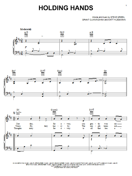 Steve Green Holding Hands sheet music notes and chords. Download Printable PDF.