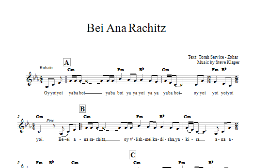 Steve Klaper Bei Ana Rachitz sheet music notes and chords. Download Printable PDF.