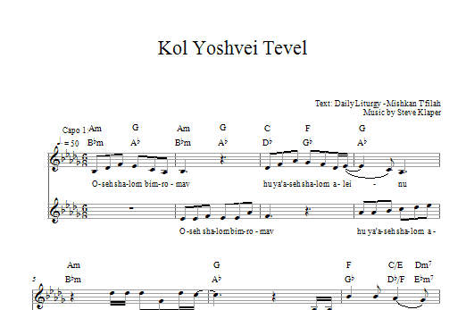 Steve Klaper Kol Yoshvei Tevel sheet music notes and chords. Download Printable PDF.