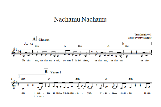 Steve Klaper Nachamu Nachamu sheet music notes and chords. Download Printable PDF.