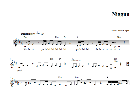 Steve Klaper Niggun sheet music notes and chords. Download Printable PDF.